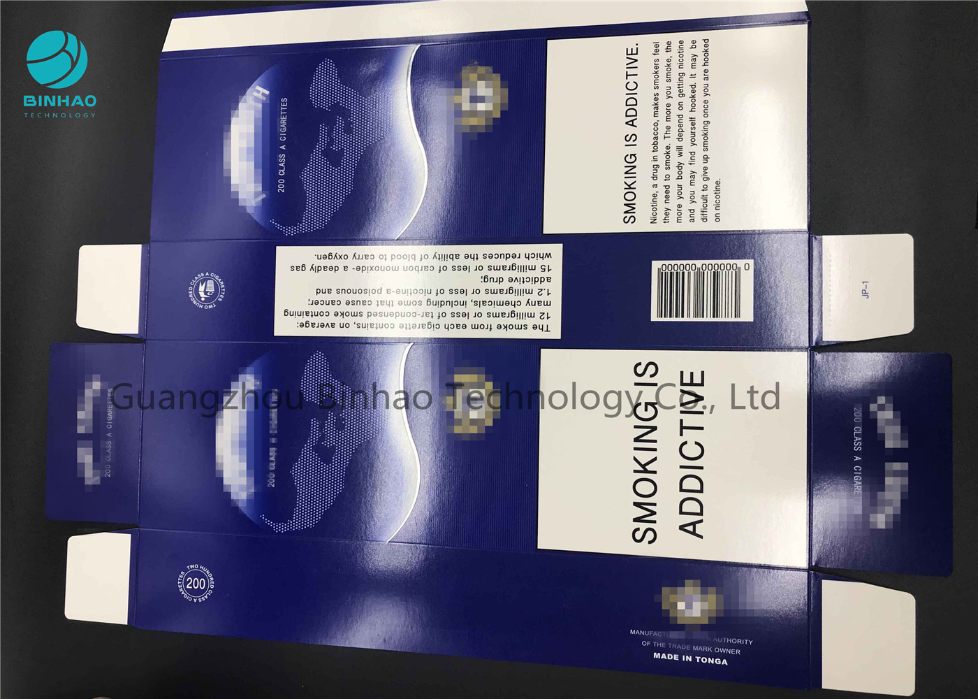 Porte-cigarettes de luxe de papier de carton, paquet intérieur cosmétique bleu-foncé