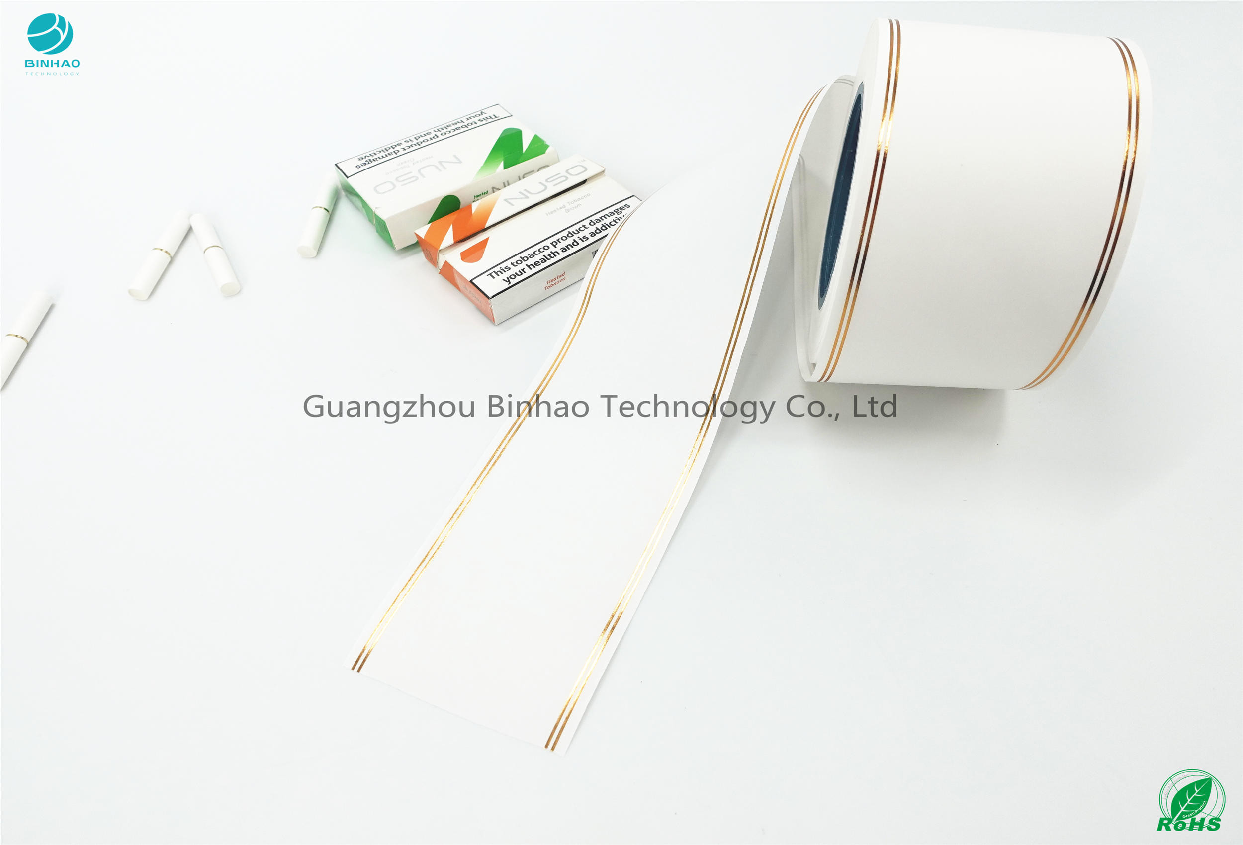 En inclinant l'huile brillante de papier apprêtez ligne simple d'or de 50mm pour des matériaux de paquet d'E-cigarette de HNB